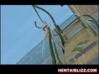 3d hoạt hình hentai chó được fucked lược qua to tentac