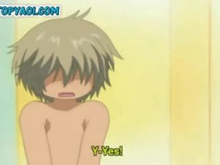 Mainit upang trot bakla anime stripling makakakuha ng taken mula sa likod ng